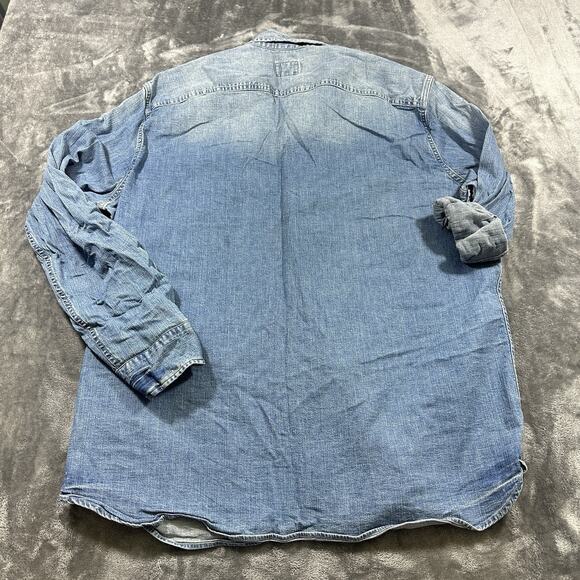 American Eagle Button Up Shirt Mens XXL Blue Denim Casual‎ Outdoor Preppy Office - Picture 5 of 10